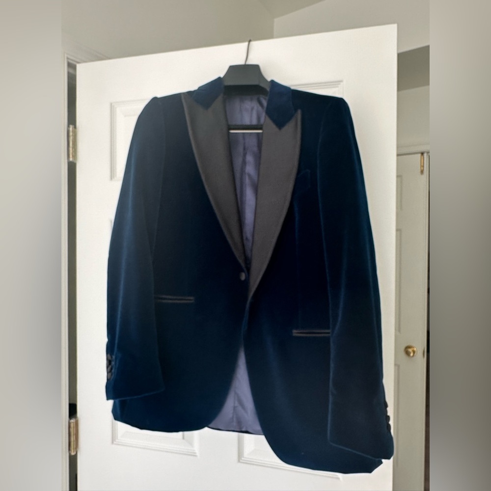 Handsome SuitSupply Blue Velvet Suit Jacket